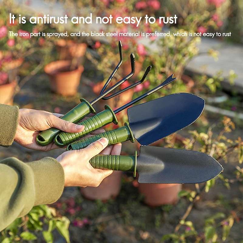 4pcs Flower Planting Soil Shovel Rake Fork Cultivator Trowel Kit
