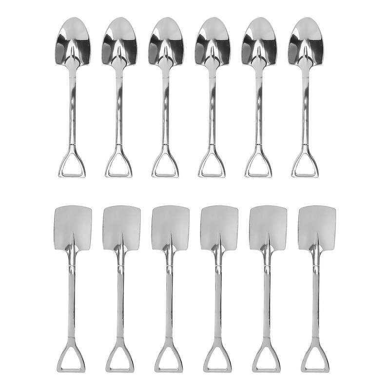 12pcs Creative 304 Stainless Steel Spade Spoon Cake Dessert Spoon