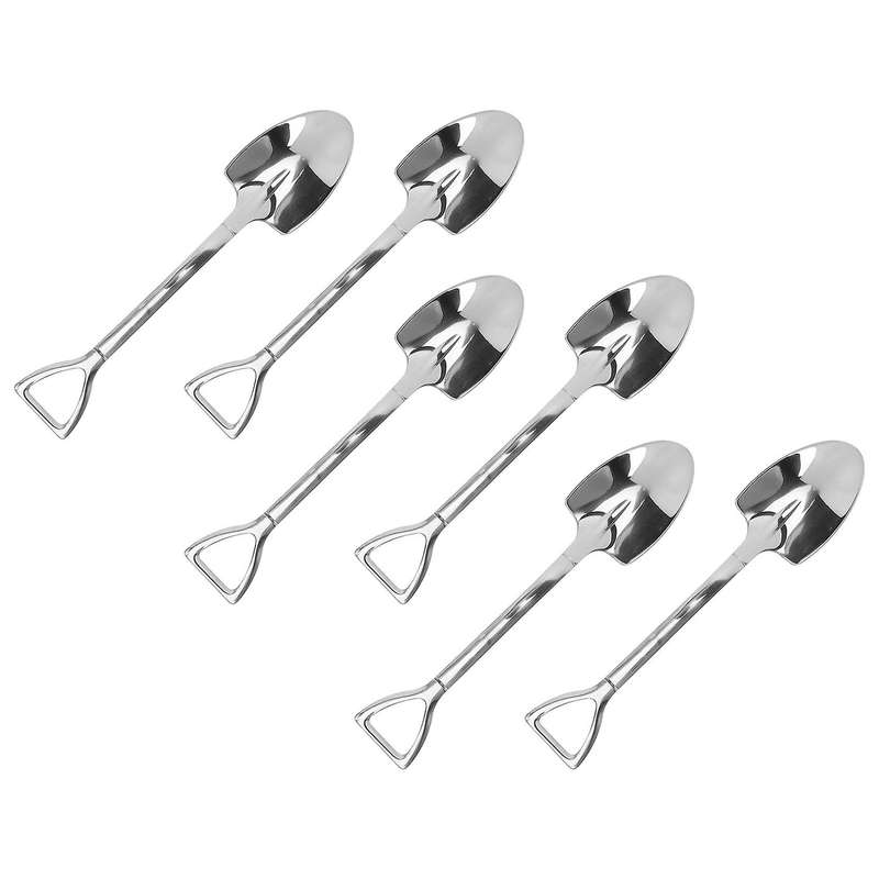 12pcs Creative 304 Stainless Steel Spade Spoon Cake Dessert Spoon