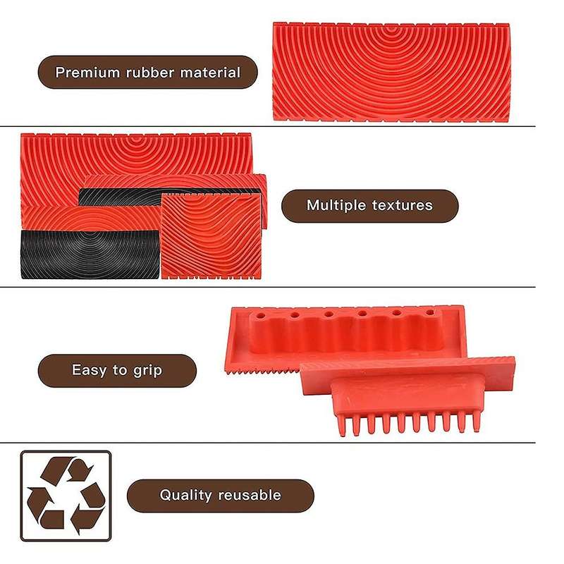6pcs Rubber Wood Graining Pattern Wall Paint Painting Tool for Diy