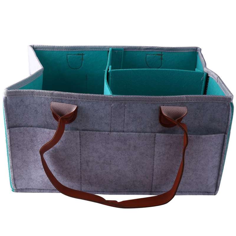 Baby Diaper Caddy Organizer Portable Nursery Diaper Storage,gray+blue