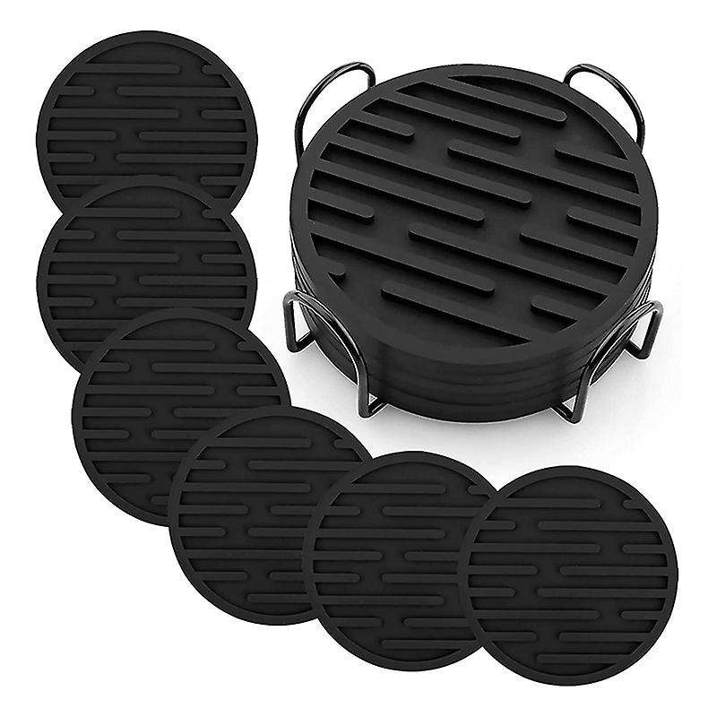 Water-absorbing Coaster, 6-piece Soft Silicone Coaster with Holder