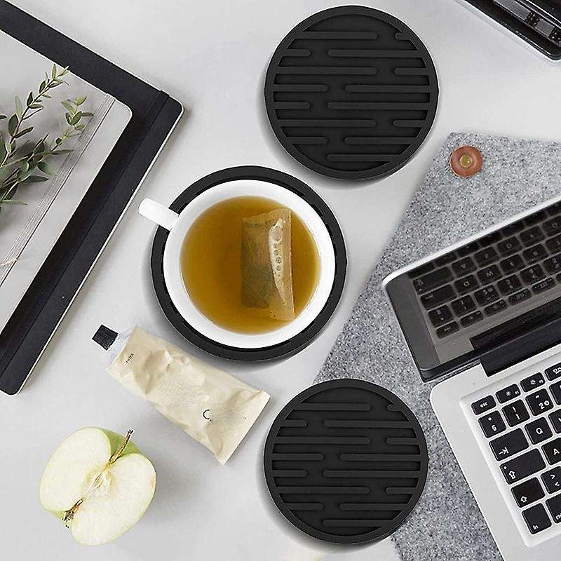 Water-absorbing Coaster, 6-piece Soft Silicone Coaster with Holder