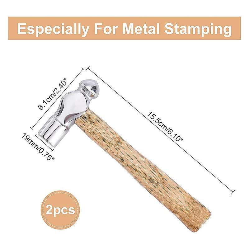 2pcs Ball Peen 4oz Metal Jewelry Hammer Dual-sided 15.5cm/6.1inch