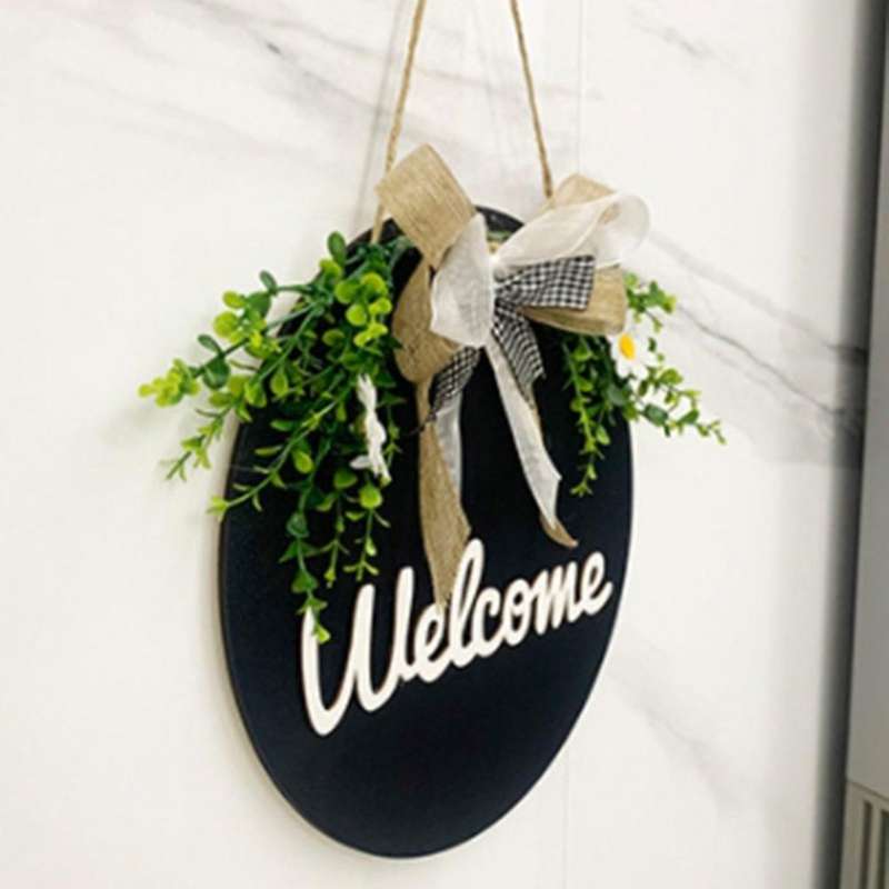Front Door Welcome Sign Front Porch Country Wreath Hanging Sign