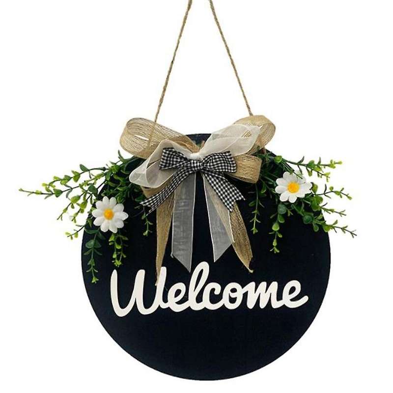 Front Door Welcome Sign Front Porch Country Wreath Hanging Sign