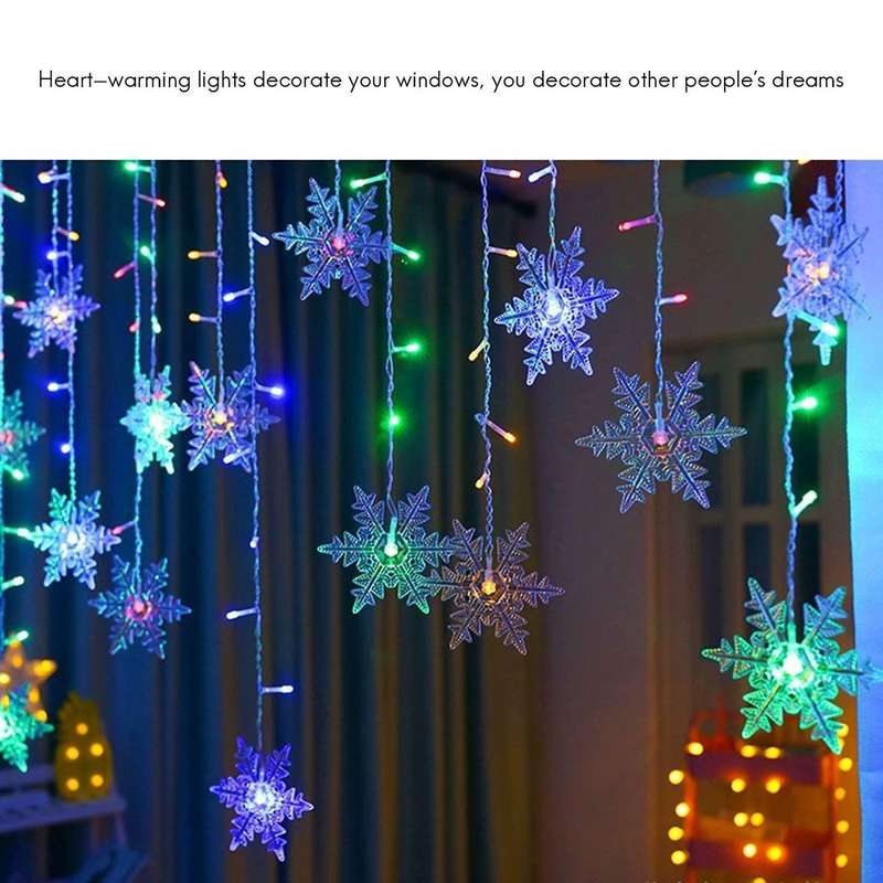 Christmas Snowflakes Led String Lights Party Light Eu Plug Warm White