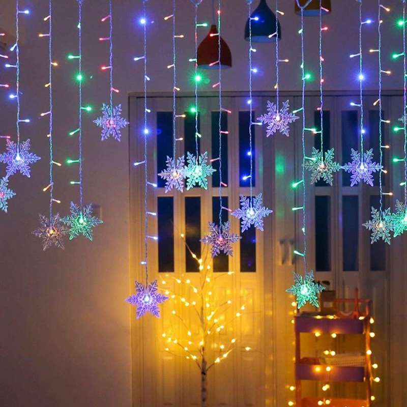 Christmas Snowflakes Led String Lights Party Light Eu Plug Warm White