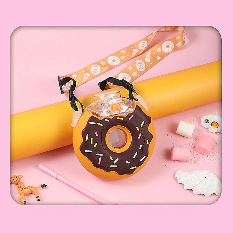 Donut Children Water Bottle Doughnut Portable Kettle with Straw(b)