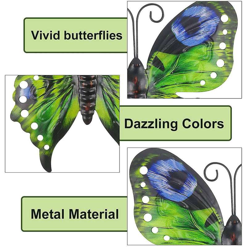 3 Pcs Butterflies, Garden Fence Decorations, Metal Butterfly Wall Art