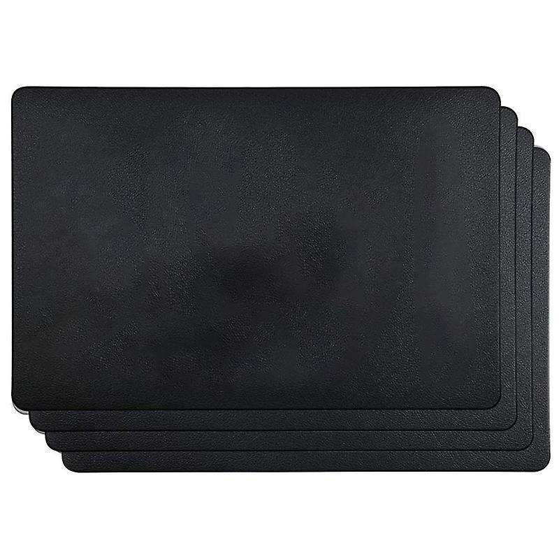 4pcs Heat-resistant Artificial Leather Placemats, Waterproof, (black)