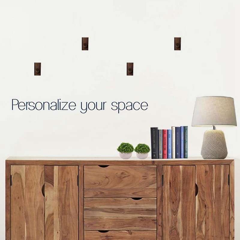 4 Pcs Wood Hangers for Hanging Clothes Adhesive Wall Hat Dark Brown