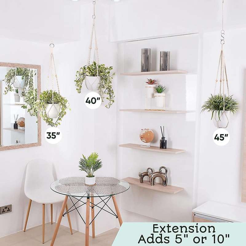 Macrame Plant Hanger Indoor Set with Hanging Plant Holder Extender