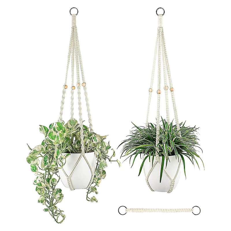 Macrame Plant Hanger Indoor Set with Hanging Plant Holder Extender