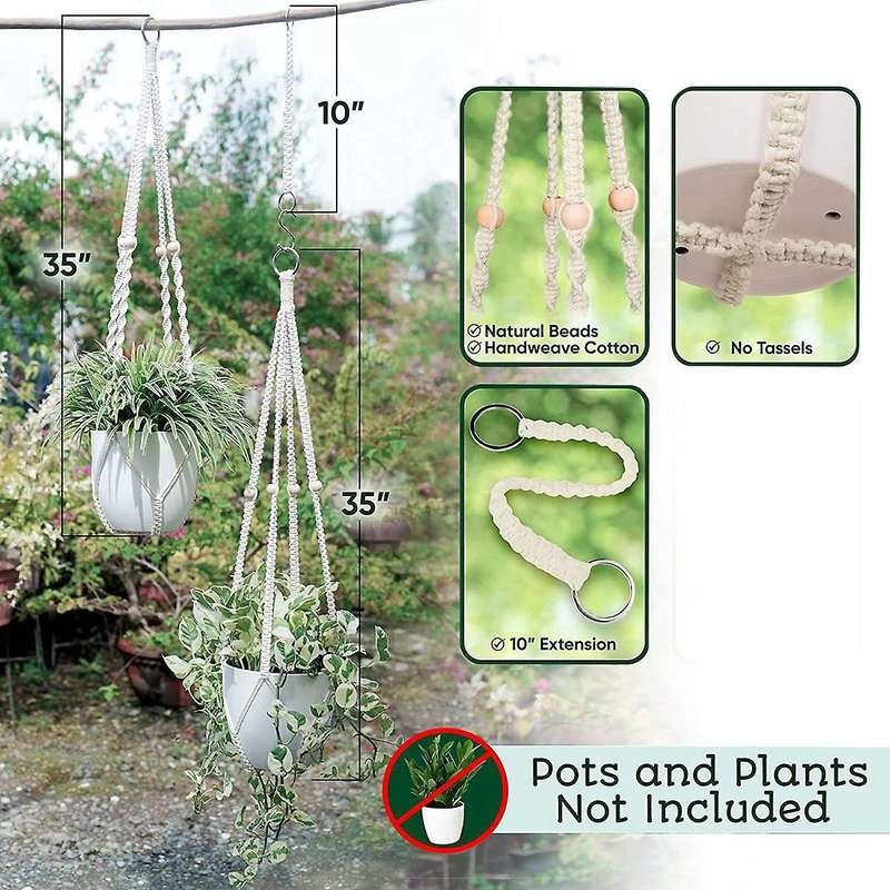 Macrame Plant Hanger Indoor Set with Hanging Plant Holder Extender