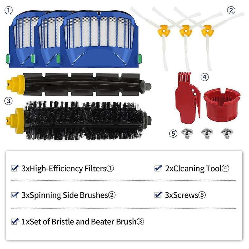 10 Pack for Irobot Roomba 600 & 500 Bristle & Beater Brush,side Brush