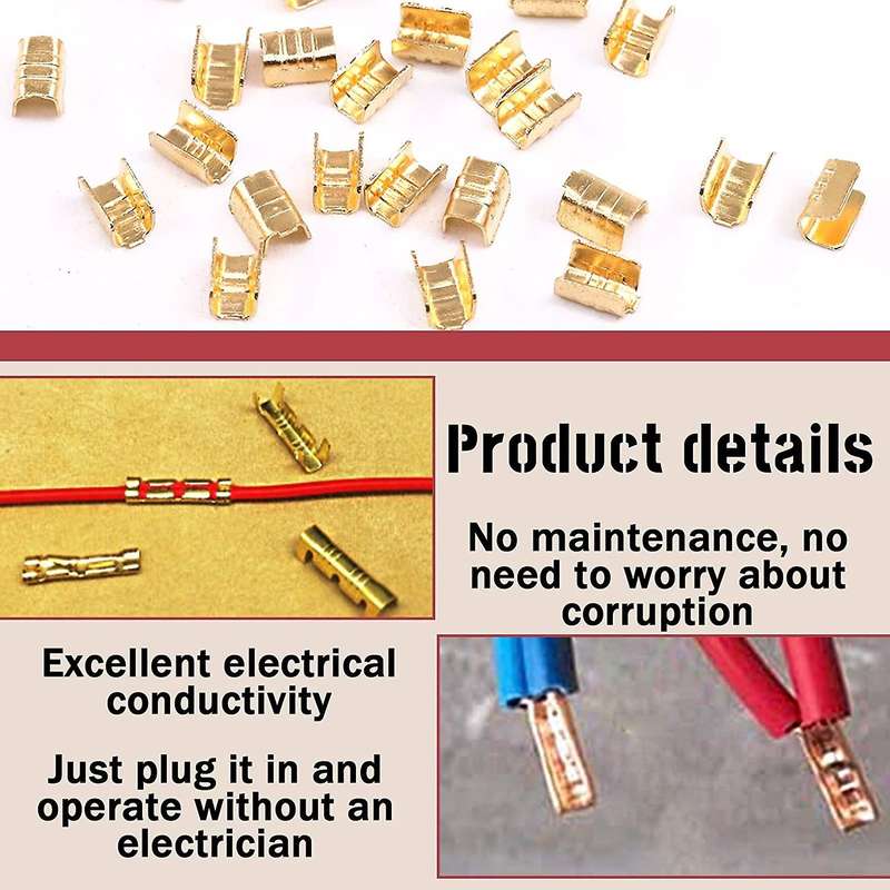 550pcs U-shaped Copper Butt Terminal Crimping Non-insulated Kit