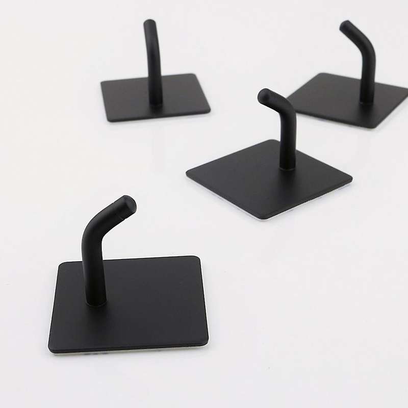6 Pack Adhesive Hooks for Towel Hooks Black