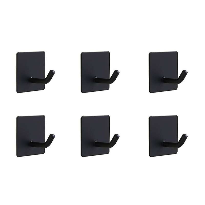 6 Pack Adhesive Hooks for Towel Hooks Black
