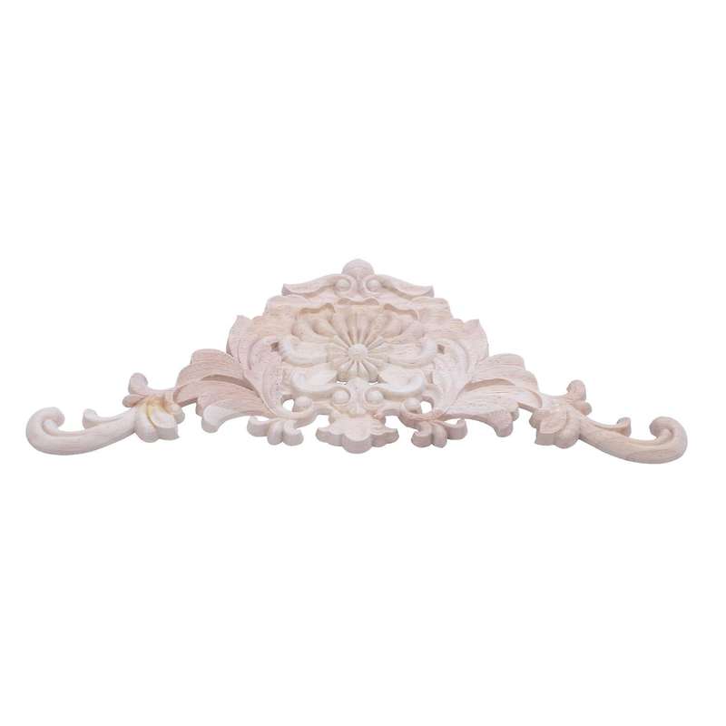 1x Rubber Wood Carved Applique Furniture Craft Decor 38*15*1.2cm