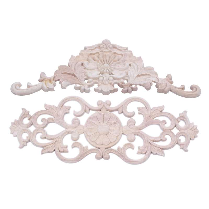 1x Rubber Wood Carved Applique Furniture Craft Decor 38*15*1.2cm