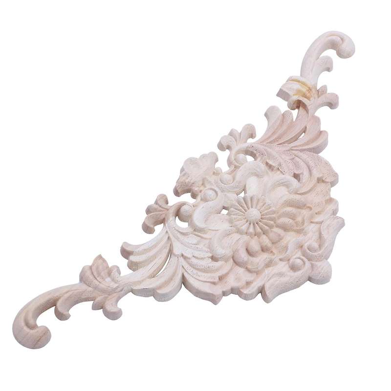 1x Rubber Wood Carved Applique Furniture Craft Decor 38*15*1.2cm