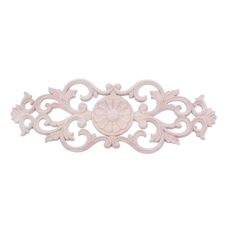 1x Rubber Wood Carved Applique Furniture Craft Decor 38*15*1.2cm