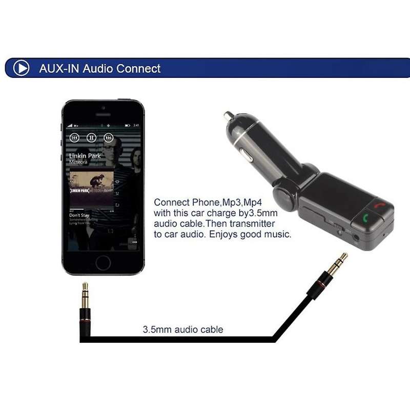 Bc06 Car Mp3 Player Adapter with Lcd Display Dual Usb Car Charger