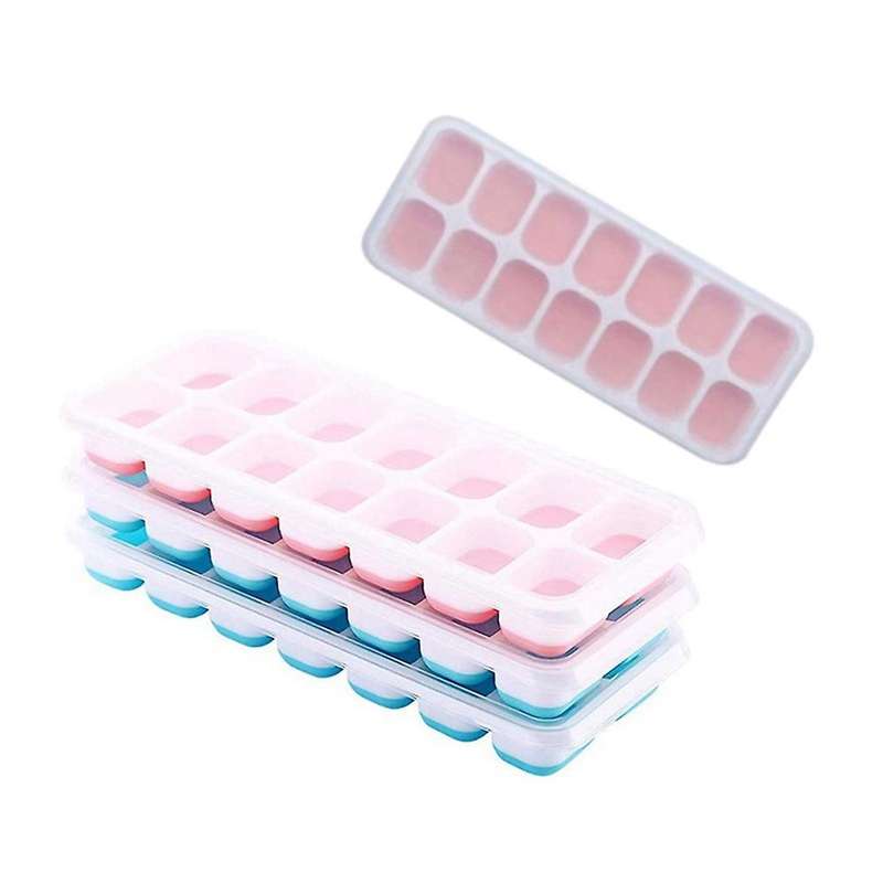 4 Pcs Ice Square Trays, Easy-release Silicone 14-ice Tray
