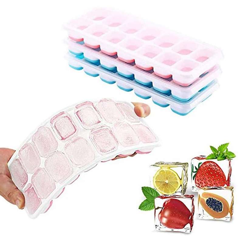 4 Pcs Ice Square Trays, Easy-release Silicone 14-ice Tray