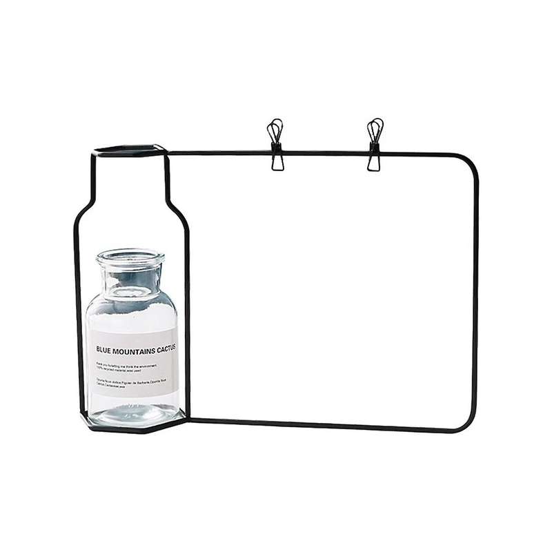 Creative Iron Photo Frame Vase Hydroponic Vase Home Decor, Black