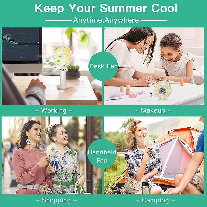 Handheld Fan, Portable Hand Held Usb Rechargeable Fans with 3 Speeds