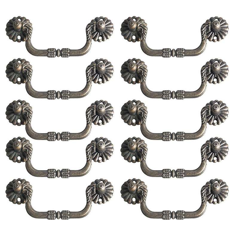 10 Piece Drop Drawer Handles Bronze Dresser Handles for Furniture