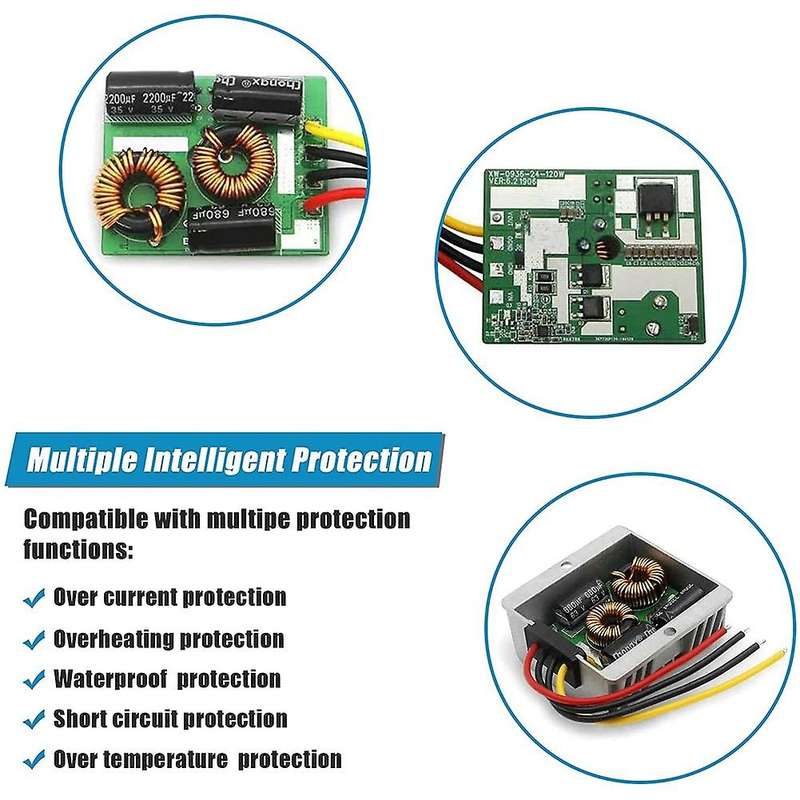 Dc Converter Dc 8v-40v (12v 24v 36v) to 12v 3a 36w for Golf Cart Club
