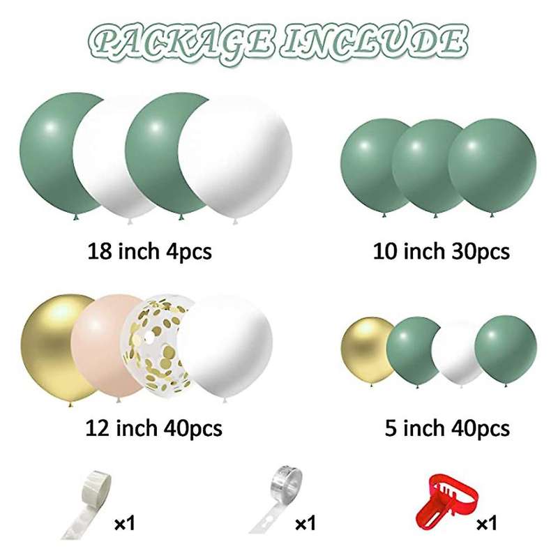117pcs Avocado Green Balloon Garland Set, for Baby Shower Birthday