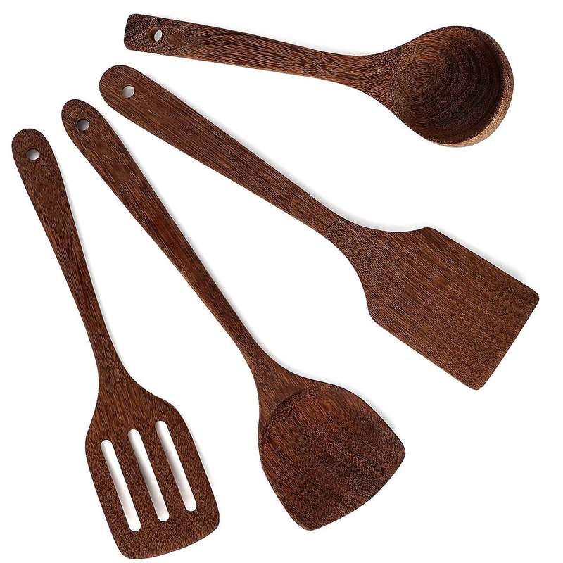 Wooden Spoons for Cooking Kitchen Utensil Set Of Unpainted & Wax-free