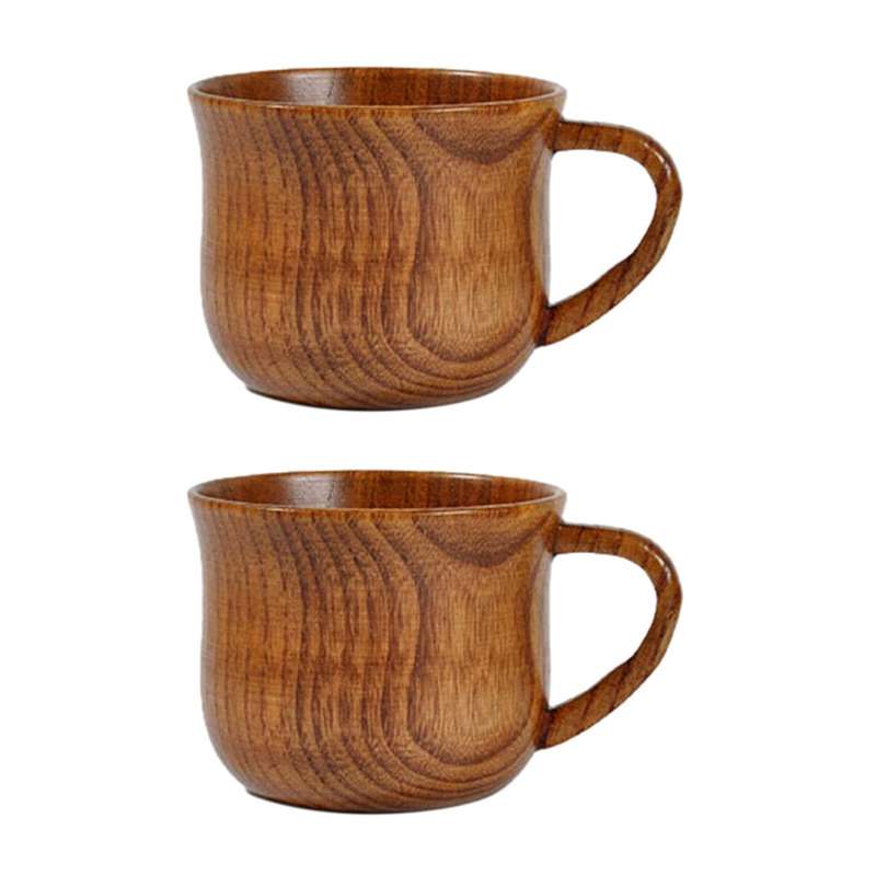 2x Mug, High Quality Natural Solid Wood Teacup, Vintage Teacup, 175ml