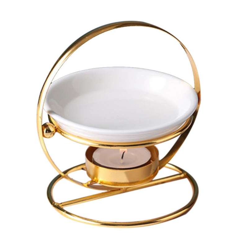 Tealight Candle Holder Ceramic Oil Burner Aroma Diffuser Gold