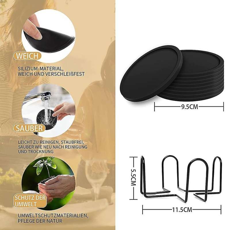 Silicone Round Design Coasters for Drinks, Bar, Cups, Glass - Table