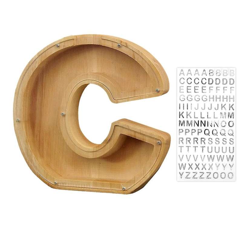Wooden Personalized Piggy Bank Toy Alphabet for Kids (alphabet-c)