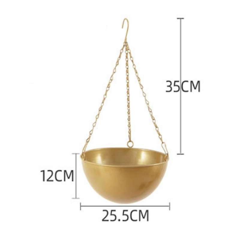 Metal Hanging Flower Pot Chain Hanging Planter Basket Flower Vase, V