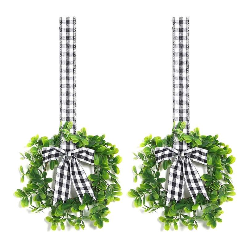 2pcs Faux Kitchen Cabinet Decorative Wreath for Front Door Decor B