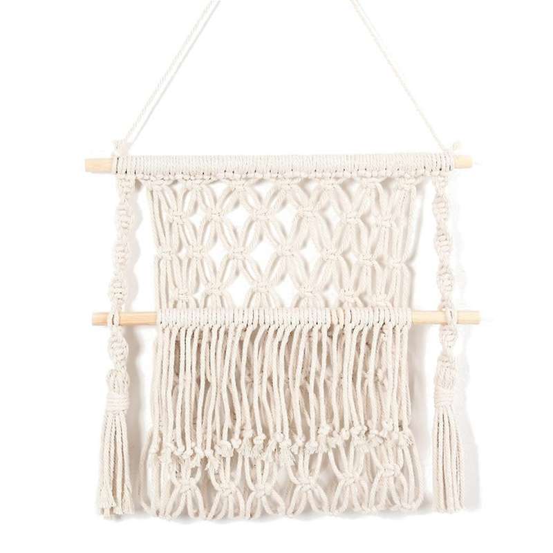 Macrame Magazine Storage Organizer Wall Hanging Decor Mail Key Holder