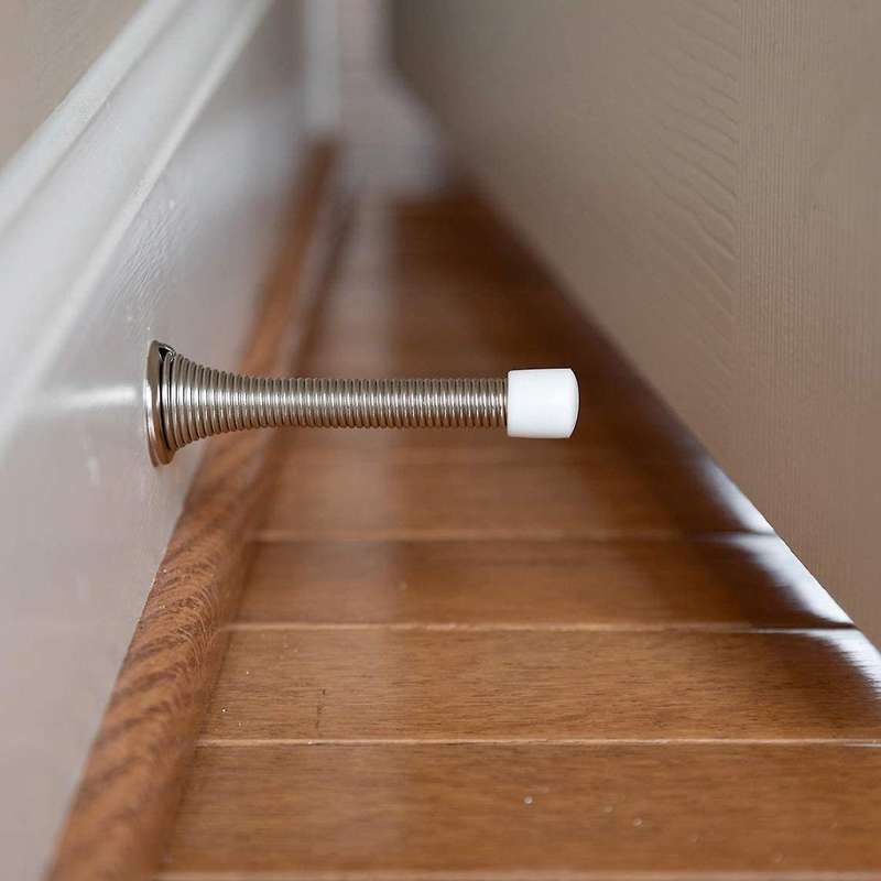 Spring Door Stops 3 Flexible Heavy Duty Spring Door Stopper (silver)