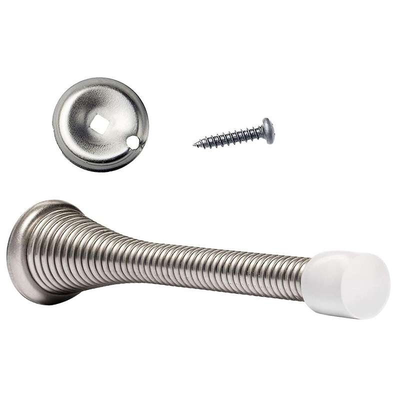 Spring Door Stops 3 Flexible Heavy Duty Spring Door Stopper (silver)