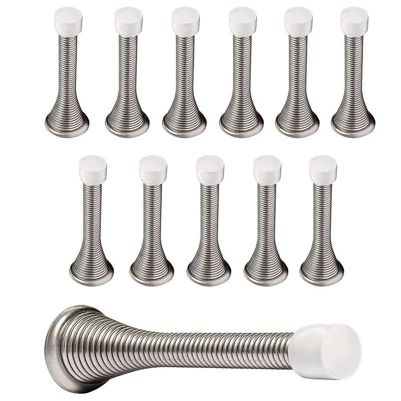 Spring Door Stops 3 Flexible Heavy Duty Spring Door Stopper (silver)