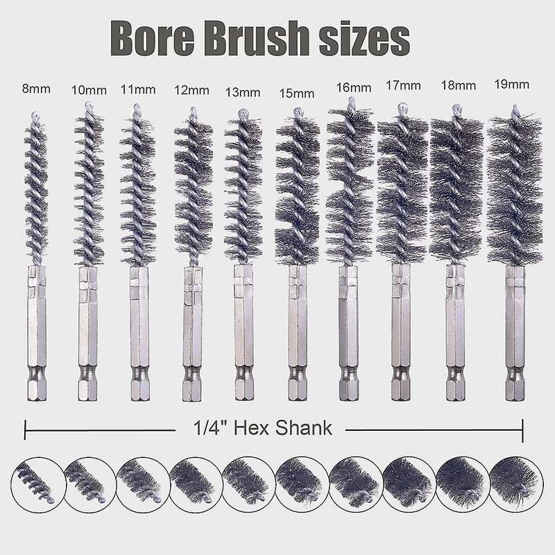 Bore Brush Set-1/4inch Hex Shank with Different for Tubes Ports B
