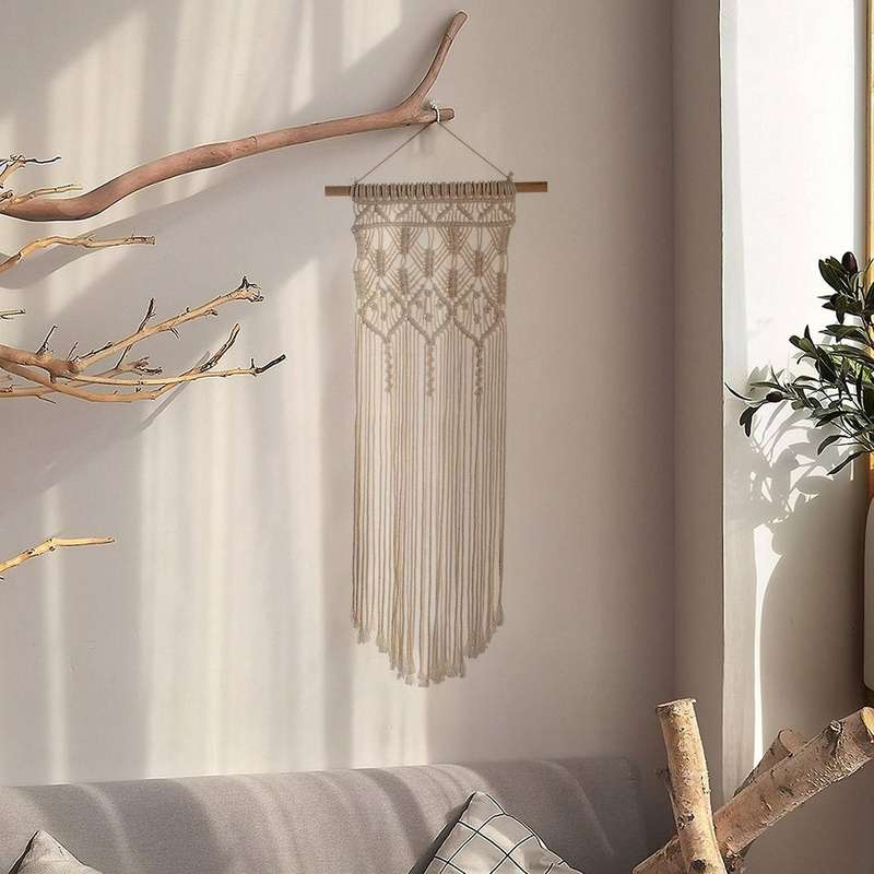 Macrame Boho Tapestry Wall Hanging Hand-woven Dorm Room Decoration, B