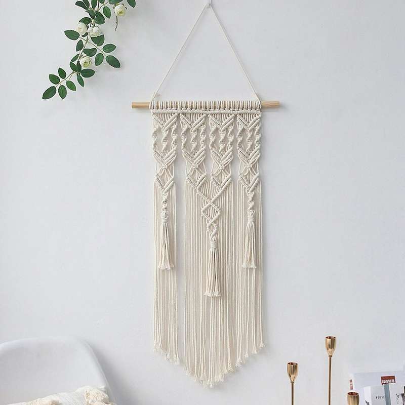 Macrame Boho Tapestry Wall Hanging Hand-woven Dorm Room Decoration, B