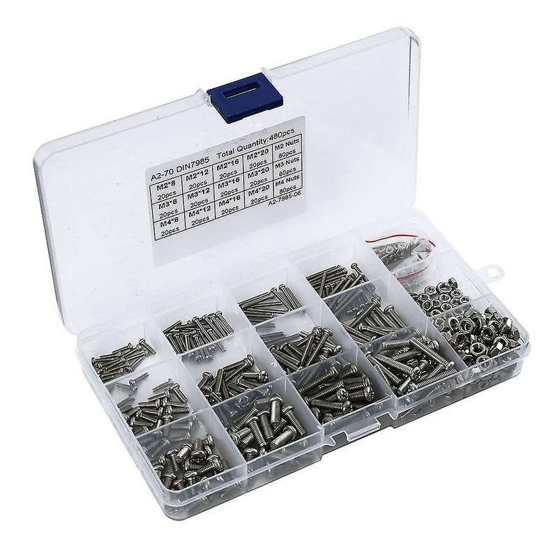 480pcs/set M2 M2.5 M3 Din7985 Gb818 Steel Cross Pan Head Screws Kit